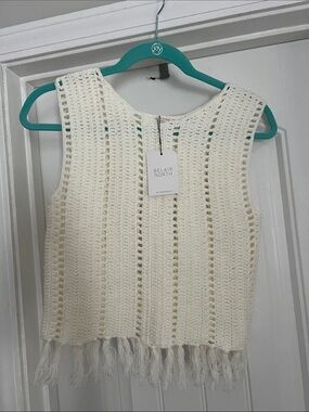 Bel Air North Crocheted Fringe Tank Top - Cream